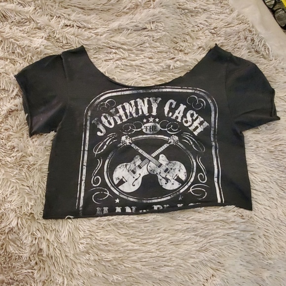 Tops - Gray Johnny Cash crop top Tops - Gray Johnny Cash crop top